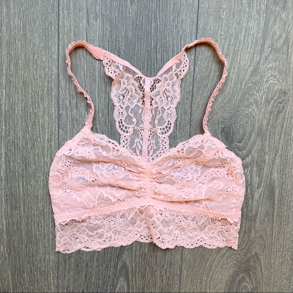 PINK Victoria's Secret Racer Back Lace Bralette Pink Size Small - Picture 3 of 6